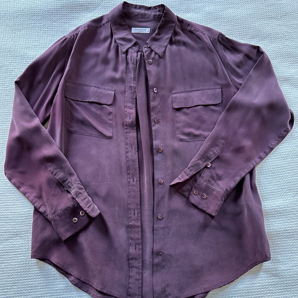 Burgundy Equipment Silk Blouse GUC